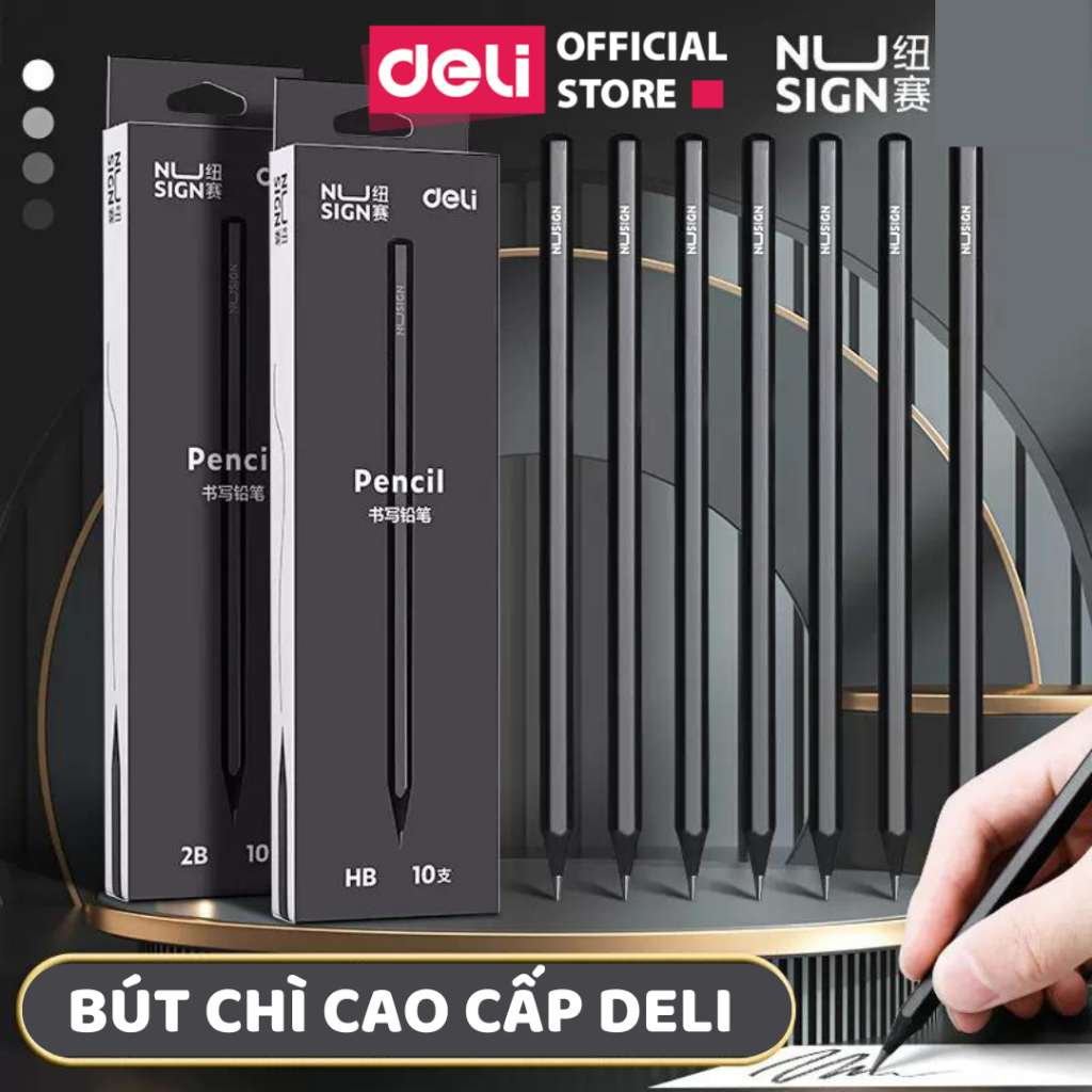 Hộp Bút Chì Phác Thảo Cao Cấp Deli 2H, HB, 2B, 4B, 6B, 8B Dành Cho Mỹ Thuật Chuyên Nghiệp Chì Mềm Độ Đậm Chuẩn
