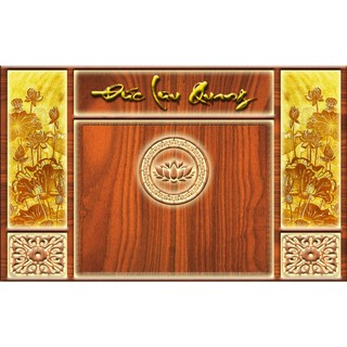 Tranh treo phòng thờ, tranh dán tường phòng thờ giả nền gỗ TS Decor, họa tiết trúc chỉ trang trí bàn thờ gia tiên