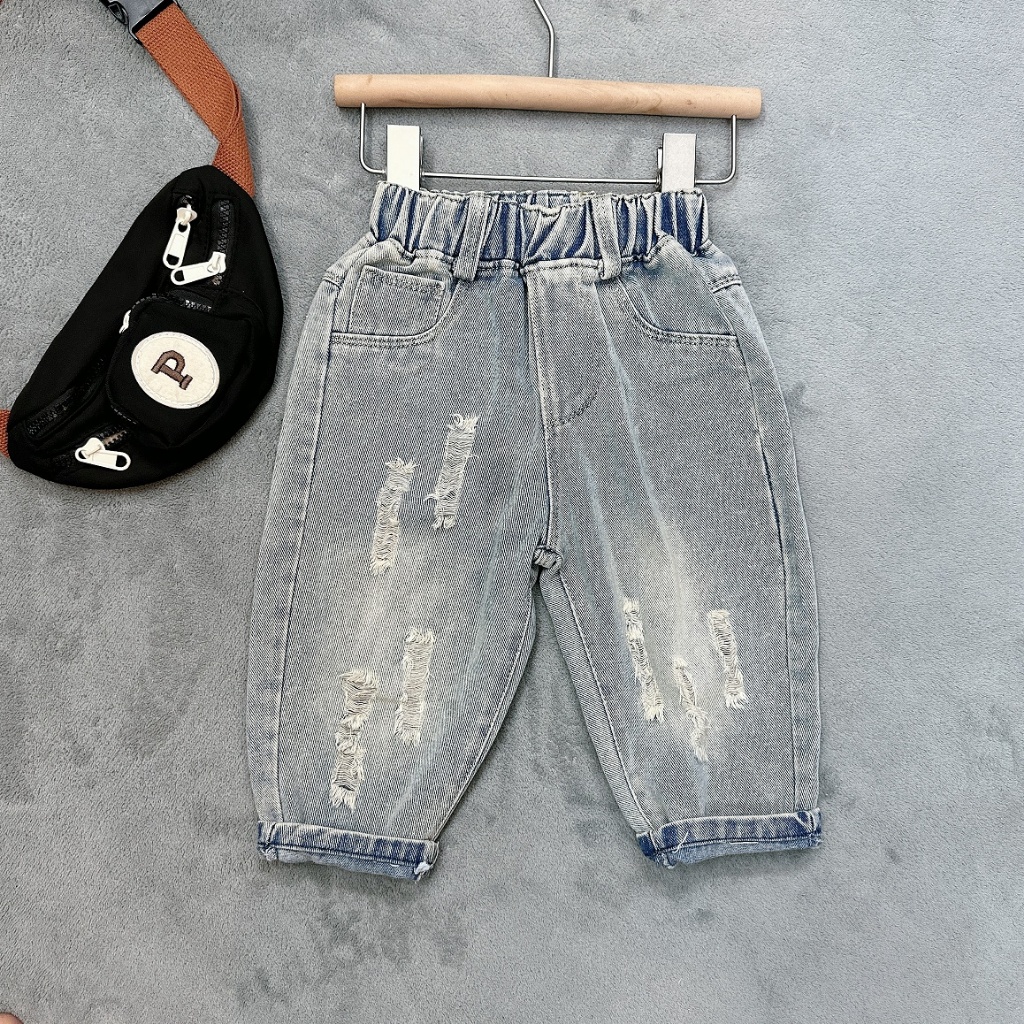 Mã G Quần jean dài chất jean mềm phong cách basic cho bé trai đi học đi chơi size 10-27kg, quần áo trẻ em
