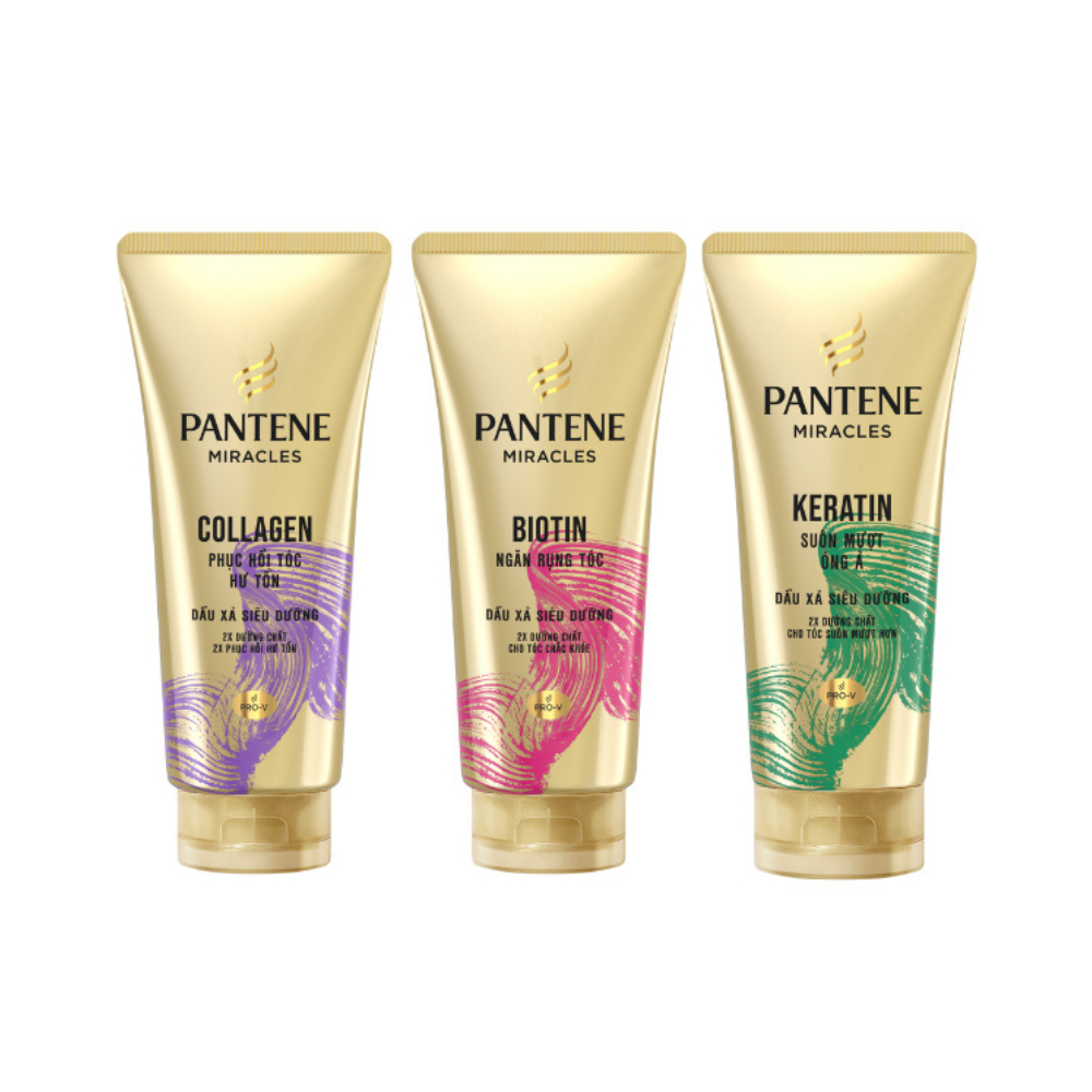 Ảnh Dầu Xả Siêu Dưỡng PANTENE Miracles Ngăn Rụng Tóc Biotin/ Phục Hồi Hư Tổn Collagen/ Suôn Mượt Óng Ả Keratin - Tuýp 150ML 2