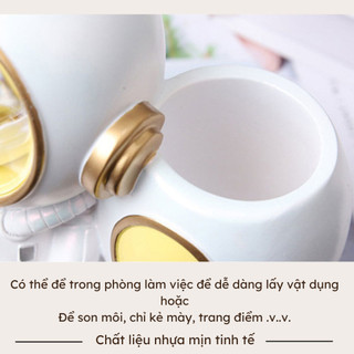 Hộp Đựng Bút Để Bàn Decor Tượng Phi Hành Gia Có Đèn LED Tạo Cảm Hứng, Ống Cắm Bút Trang Trí LABY
