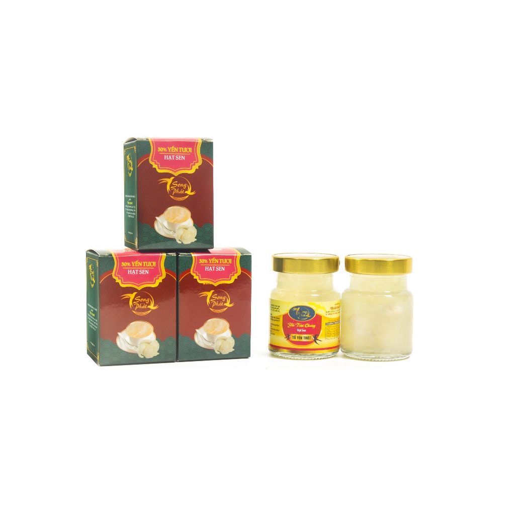COMBO 6 hũ Tổ yến chưng hạt sen Song Phát cải thiện sức khỏe ngủ sâu ăn ngon tiêu hóa tốt Hũ 70ml