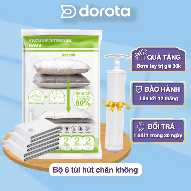Ảnh Bộ 6 túi hút chân không cao cấp DOROTA không cần dùng bơm bọc bảo quản quần áo chăn gối mền ZHV458 1