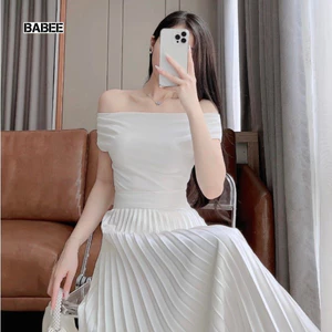 Áo Trễ Vai Nữ BABEE Tay Ngắn Chất Thun Borip Co Giãn Mặc Nhiều Kiểu Phong Cách Tiểu Thư Thanh Lịch