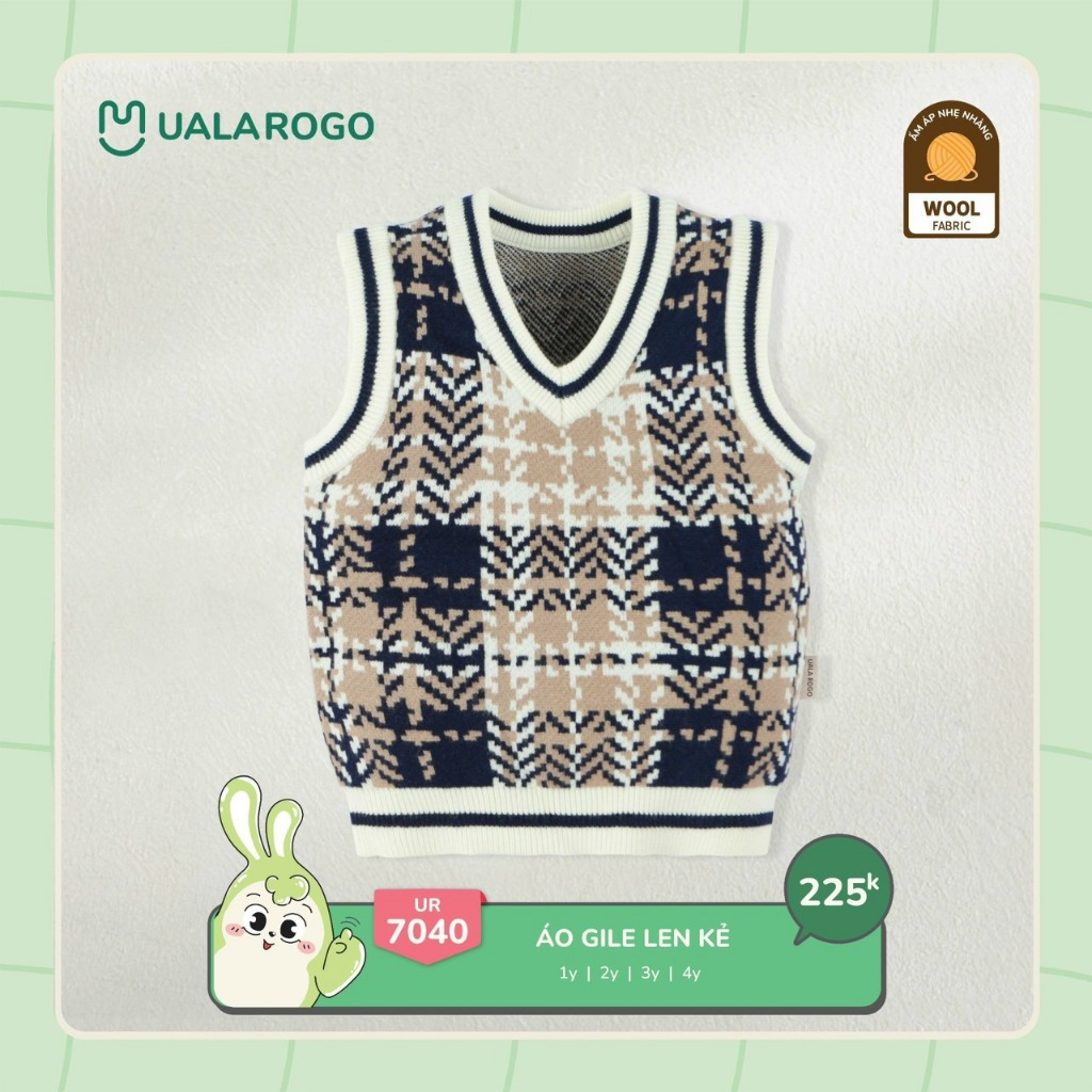 (9-24kg, 1-5Y) Áo Gile Len Nhiều Màu Cho Bé Uala UR7034 UR7039 UR7040 UR7033 UR7038 UR7031