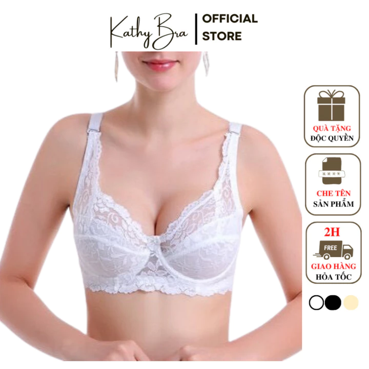 C13 Áo Bra Ren Bralette KATHY BRA Big Size Không Đệm Mút Mỏng Không Gọng Chất Ren Hoa Mềm Mịn