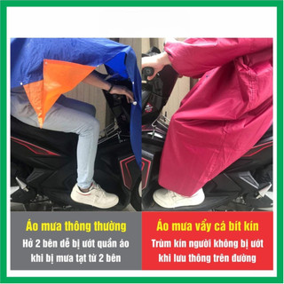 Áo Mưa Vảy Cá Cao Cấp Bít Kín – Không Che Gương, Che Gọn Balo, Không Lật Khi Gió To – An Toàn Đi Xe