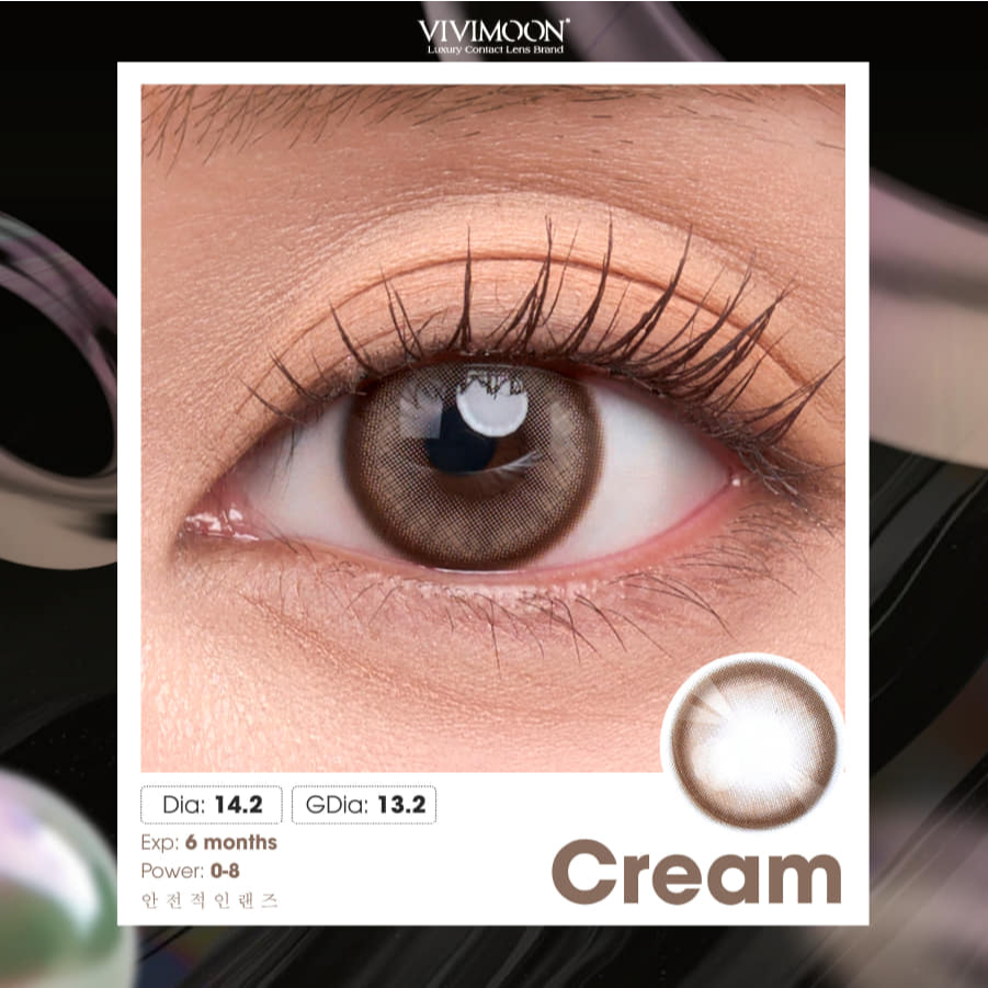 Ảnh Kính áp tròng VIVIMOON LENSPRESSO cận nâu tây cho mắt thở CREAM, lens 6 tháng (Giá 01 đôi) 3