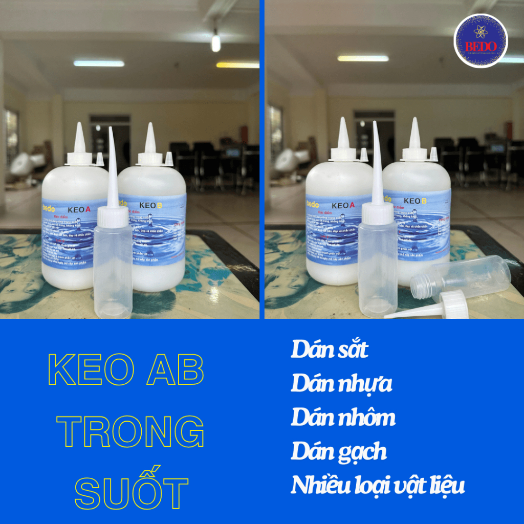 KEO DÁN AB 2 THÀNH PHẦN TRONG SUỐT DÁN ĐƯỢC NHIỀU VẬT LIỆU: MICA, ALU ...