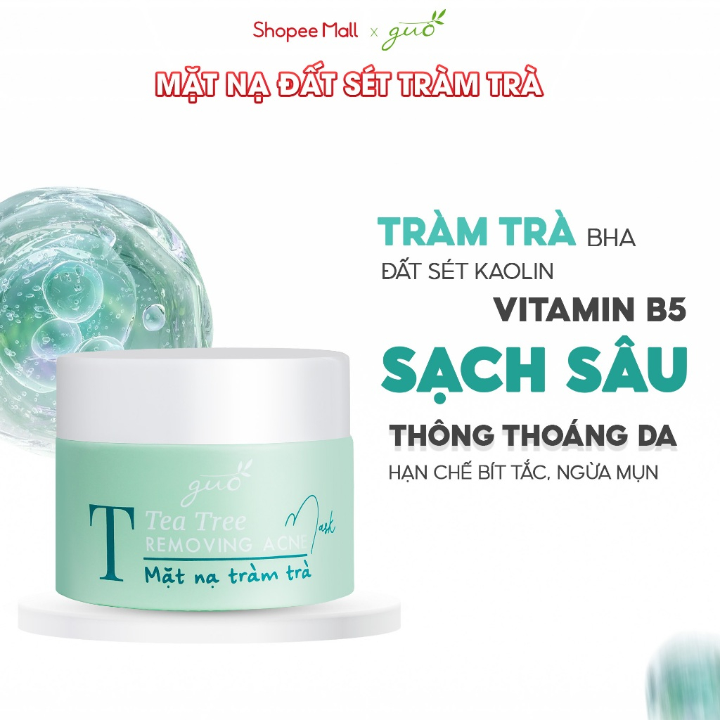 Ảnh Mặt nạ đất sét tràm trà cải thiện mụn, sạch sâu, se khít lỗ chân lông - GUO Tea Tree Mask 50g 2