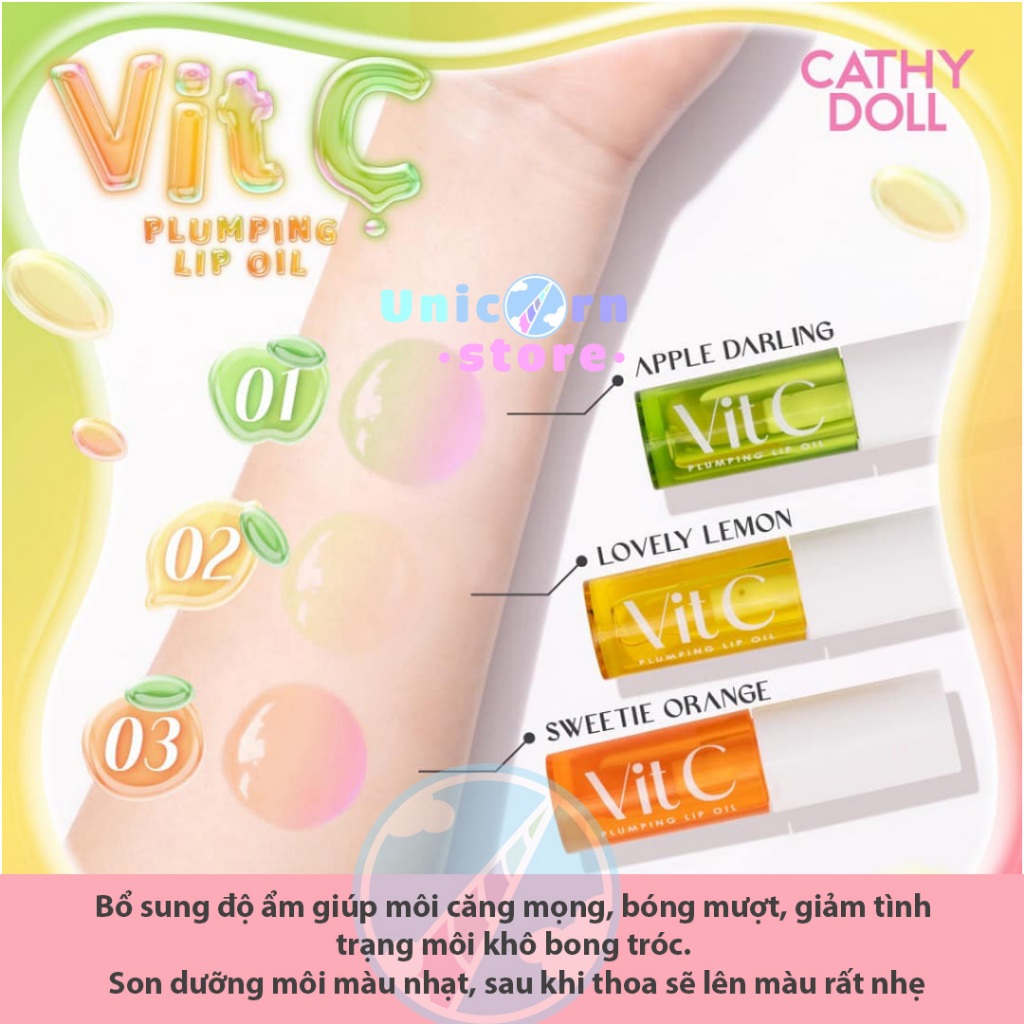 Son Dưỡng Môi Căng Mọng Mềm Mịn Cathy Doll VitC Plumping Lip Oil 2.4g