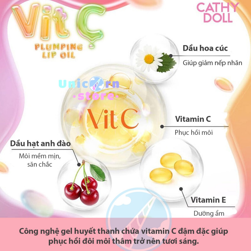 Son Dưỡng Môi Căng Mọng Mềm Mịn Cathy Doll VitC Plumping Lip Oil 2.4g