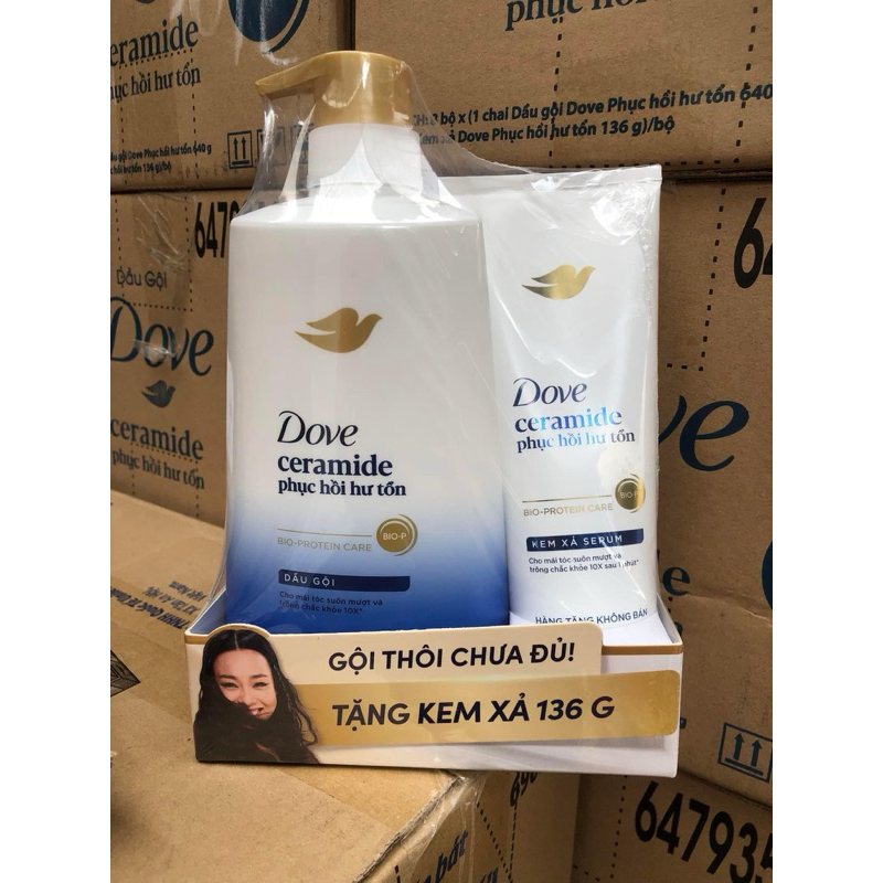 (tặng tuýp xã) Dầu gội Dove phục hồi hoặc Dove bồng bềnh chai 640g tặng gội hoặc xả tùy đợt hàng