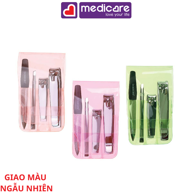 Bộ Bấm Móng, Nhíp & Dũa BASICARE 1017PDQ gói 4 cái