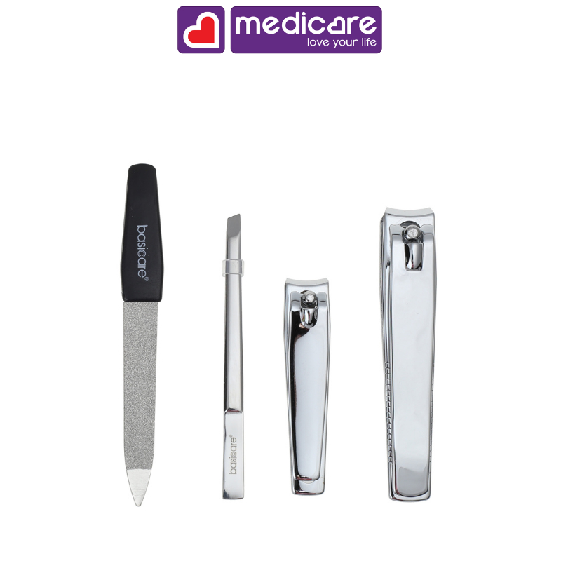 Bộ Bấm Móng, Nhíp & Dũa BASICARE 1017PDQ gói 4 cái