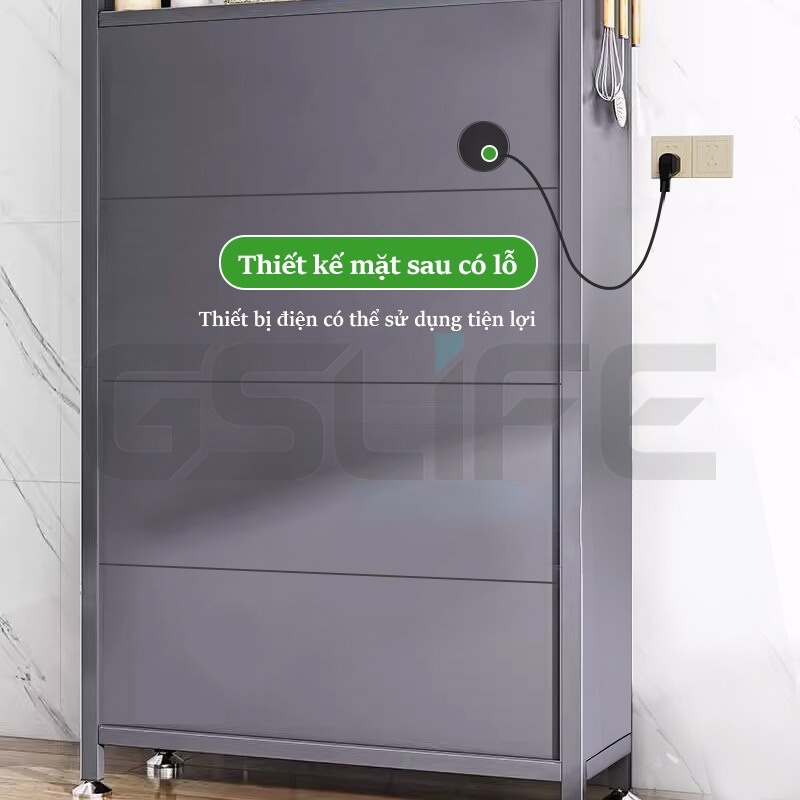 Lifinity Kệ Để Đồ Nhà Bếp Đa Năng Thép Cacbon Với Bánh Xe Dễ Di Chuyển, Thiết Kế Đôi Cửa, Chống Bụi