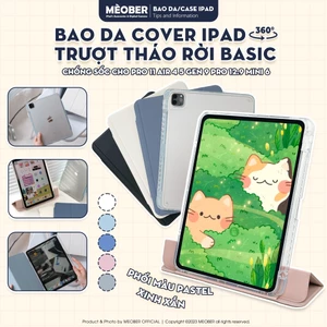 Bao da cover iPad Trượt Tháo Rời Basic, xoay 360, chống sốc cho Pro 11 Air 4/5/6/7 Gen 9/10/11 Pro 12.9 Mini 6 by MèoBer