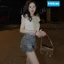 Quần short jean nữ chất denin lưng cao lai bèo dễ thương William- AT483