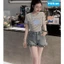 Quần short jean nữ chất denin lưng cao lai bèo dễ thương William- AT483