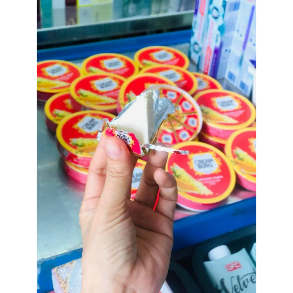 Phô mai phết bánh "CREAMBURG" hộp 8 miếng vị phô mai, vị kem, vị nấm, phô mai, phô mai phết bánh mì, phô mai ăn vặt.
