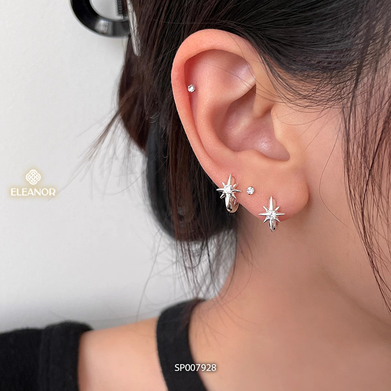 Bông tai nữ chuôi bạc 925 Eleanor Accessories thiết kế ngôi sao phụ kiện trang sức khuyên tai 7928