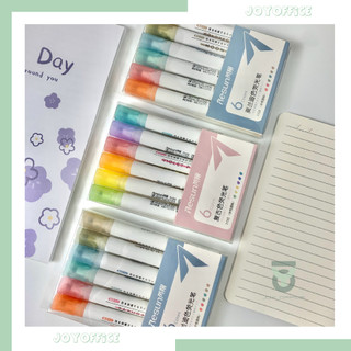 BỘ 6 BÚT HIGHTLIGHTS MÀU CỔ ĐIỂN, TƯƠI SÁNG BÚT ĐÁNH DẤU NHỚ DÒNG NHIỀU MÀU_ JOY OFFICE