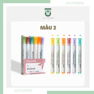BỘ 6 BÚT HIGHTLIGHTS MÀU CỔ ĐIỂN, TƯƠI SÁNG BÚT ĐÁNH DẤU NHỚ DÒNG NHIỀU MÀU_ JOY OFFICE