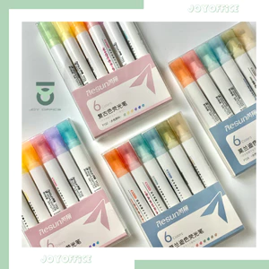 BỘ 6 BÚT HIGHTLIGHTS MÀU CỔ ĐIỂN, TƯƠI SÁNG BÚT ĐÁNH DẤU NHỚ DÒNG NHIỀU MÀU_ JOY OFFICE