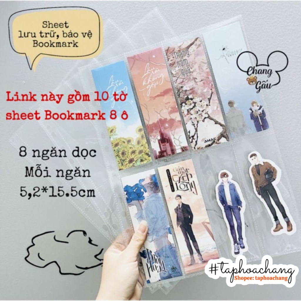 10 Sheet đựng Bookmark 8 ngăn - Binder sheet bookmark 8 ô dọc - Sheet ...