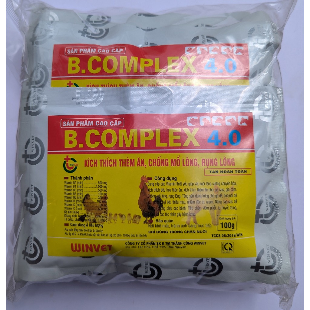 10 gói B.COMPLEX 4.0 100g Dạng bột uống Kích thích thèm ăn, chống mổ ...