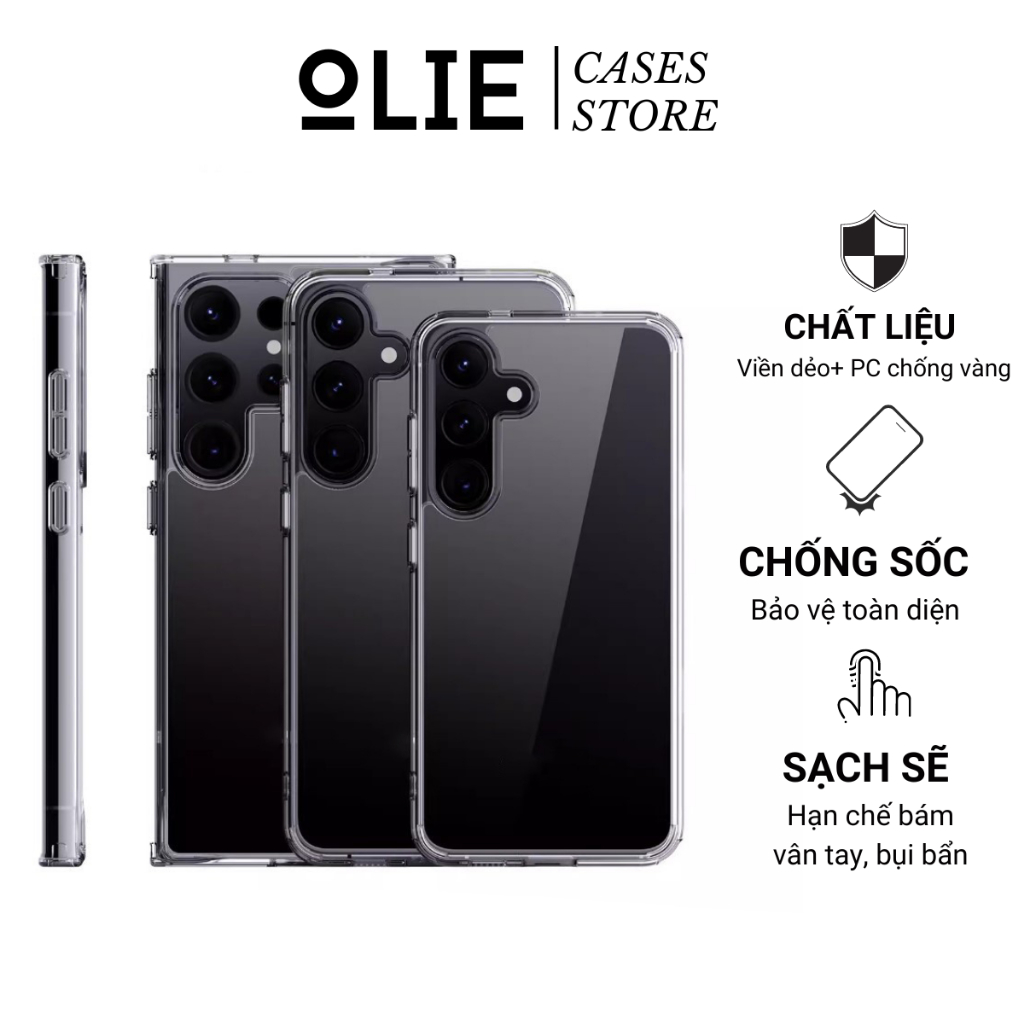 Ốp lưng Olie cho Samsung S26 S25 S24 S23 S22 S21 S20 Plus Ultra FE Edge trong chống sốc