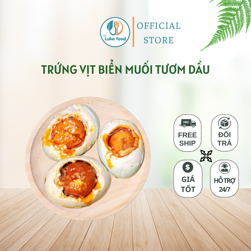 Combo 10+2 Trứng Vịt Biển Muối Tươm Dầu Bắc Hải Size To 60g - Béo Ngậy, Nội Địa Trung Lòng Đỏ Chảy Dầu Luka Food