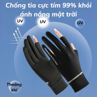 Bao Tay Chống Nắng Hở Ngón Nam Nữ UPF50+ | Găng Tay Chống UV Lụa Băng Mát Lạnh Đi Xe Máy