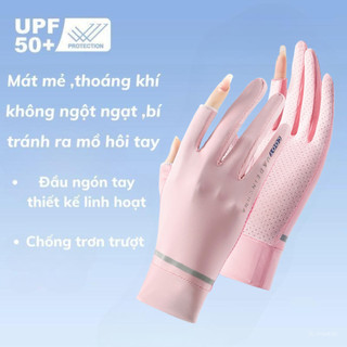 Bao Tay Chống Nắng Hở Ngón Nam Nữ UPF50+ | Găng Tay Chống UV Lụa Băng Mát Lạnh Đi Xe Máy