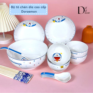 Bộ tô dĩa chén sứ Mèo máy Đôraemon cao cấp - Dư Dư