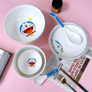 Bộ tô dĩa chén sứ Mèo máy Đôraemon cao cấp - Dư Dư