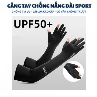 Bao tay chống nắng, găng tay chống nắng nam dài Sport hở ngón chống tia UV UPF50+ vải lụa cao cấp