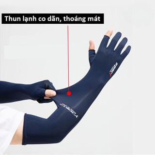 Bao tay chống nắng, găng tay chống nắng nam dài Sport hở ngón chống tia UV UPF50+ vải lụa cao cấp