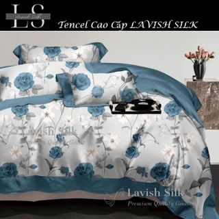 (Độc Quyền) Bộ Chăn Drap Lụa Tencel  Mát Lạnh Thiên Nhiên Chăn 2m2x2m  Sợi Microfiber LS LAVISH SILK