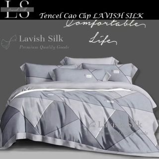 (Độc Quyền) Bộ Chăn Drap Lụa Tencel  Mát Lạnh Thiên Nhiên Chăn 2m2x2m  Sợi Microfiber LS LAVISH SILK