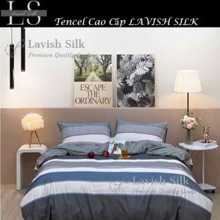 (Độc Quyền) Bộ Chăn Drap Lụa Tencel  Mát Lạnh Thiên Nhiên Chăn 2m2x2m  Sợi Microfiber LS LAVISH SILK