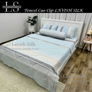(Độc Quyền) Bộ Chăn Drap Lụa Tencel  Mát Lạnh Thiên Nhiên Chăn 2m2x2m  Sợi Microfiber LS LAVISH SILK