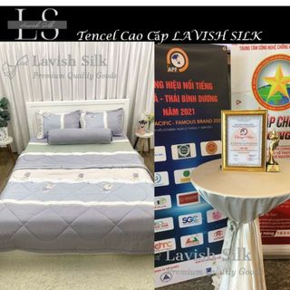 (Độc Quyền) Bộ Chăn Drap Lụa Tencel  Mát Lạnh Thiên Nhiên Chăn 2m2x2m  Sợi Microfiber LS LAVISH SILK