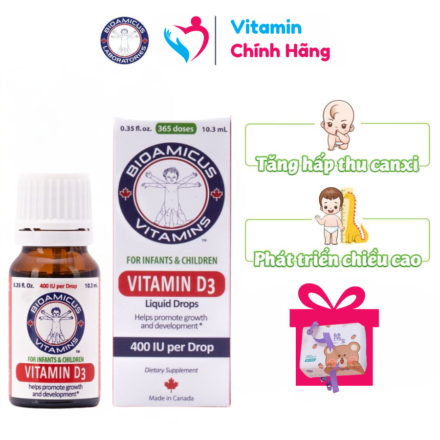 Vitamin D3 Bioamicus 400IU/giọt 10ml. Hỗ trợ phát triển hệ xương và ...