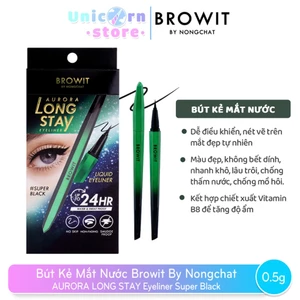Bút Kẻ Mắt Nước Browit By Nongchat Aurora Long Stay Eyeliner Super Black 0.5g