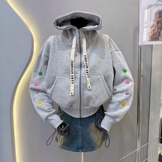 ÁO HOODIE NỈ TAY THÊU MẶT CƯỜI ĐẶC SẮC MỚI MẼ PHÙ HỢP THỜI TRANG