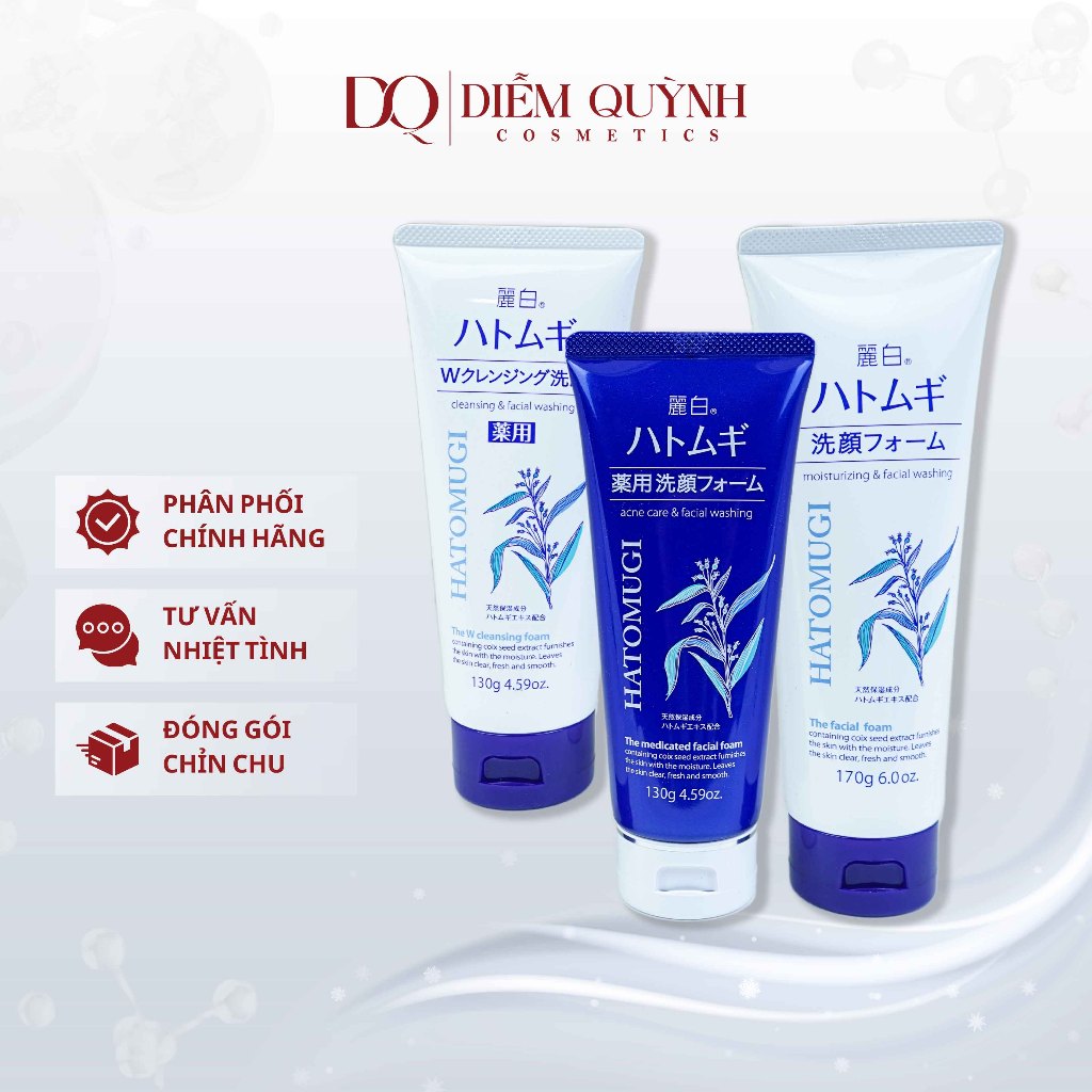 Sửa rửa mặt ý dĩ Hatomugi Nhật Bản 130g, 170g Sạch Nhờn, Ngừa Mụn & Dưỡng Trắng