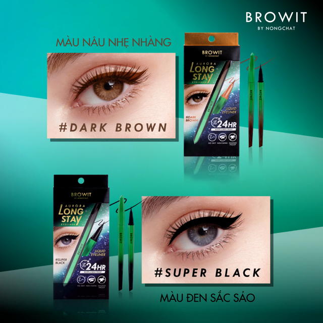 Bút Kẻ Mắt Nước Browit By Nongchat Aurora Long Stay Eyeliner Super Black 0.5g