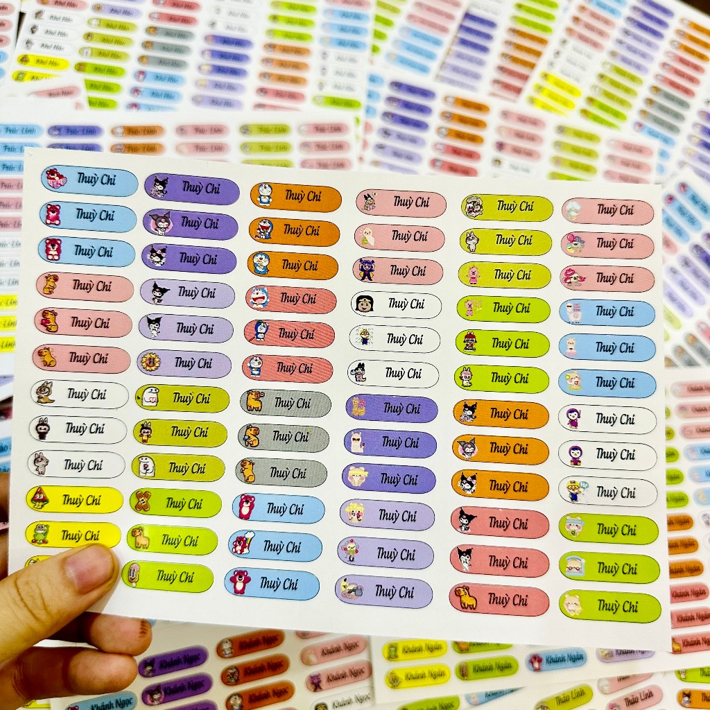 Set 60 tem nhãn tên sticker in theo yêu cầu cho bé dán đồ dùng học tập ...