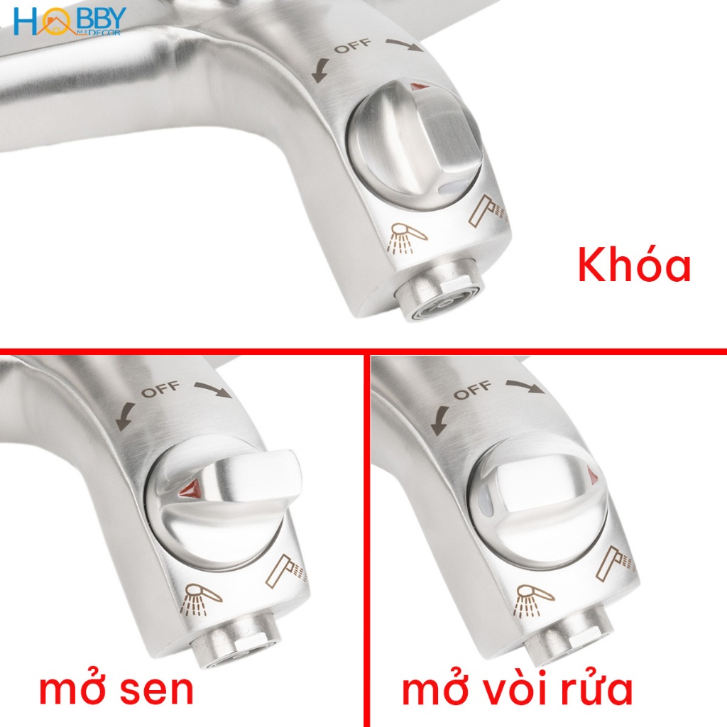 Củ sen gật gù nóng lạnh inox 304 mờ tăng áp Hobby home decor CSNL5